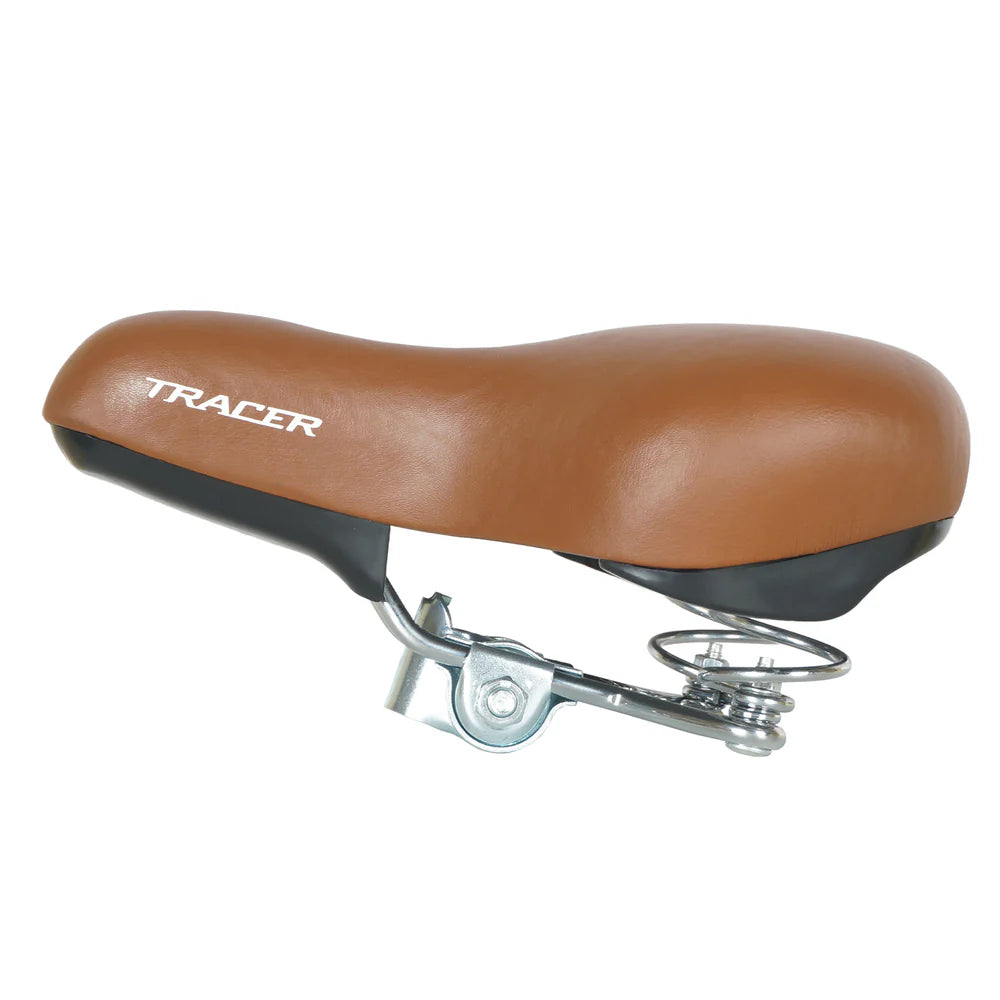 Tracer Bikes | Tracer AF-7024-BRN Retro City Bike Saddle with Coil Spring, Brown/Chrome | Chico USA, Inc.