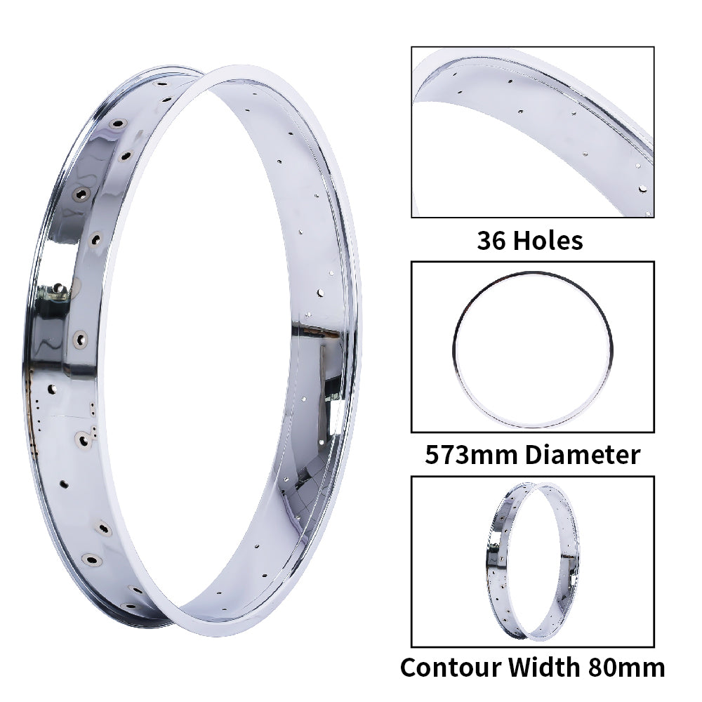 Chico RM-TR95G2636-CP 26"*3" 26"x4"x13Gx36H Mirror Chrome Fat Rims - Chico USA, Inc.