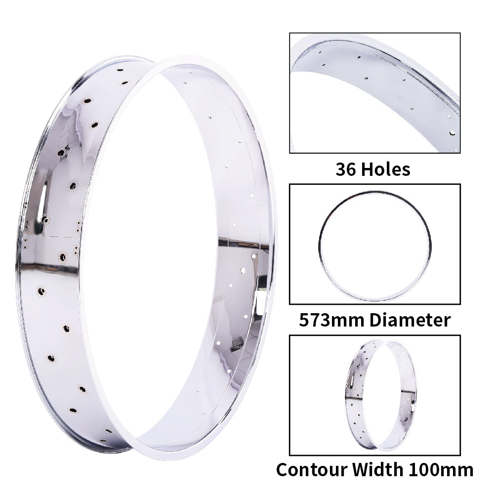 Chico RM-TR95G2636-CP 26"*3" 26"x4"x13Gx36H Mirror Chrome Fat Rims - Chico USA, Inc.
