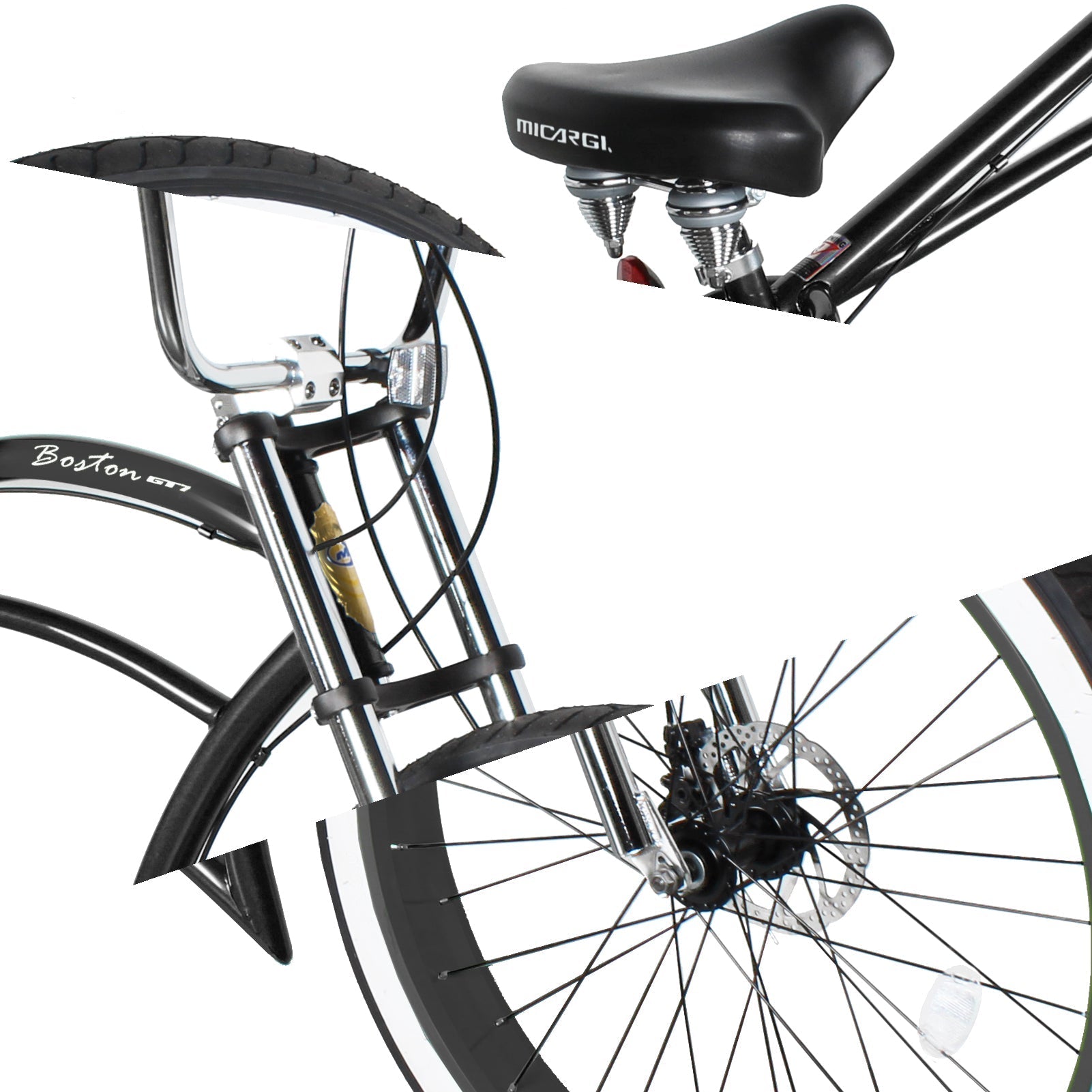 Tracer Bikes | Micargi Boston GT7 Stretch Cruiser Bicycle, 7-Speed, 26" Chopper Frame | Chico USA, Inc.