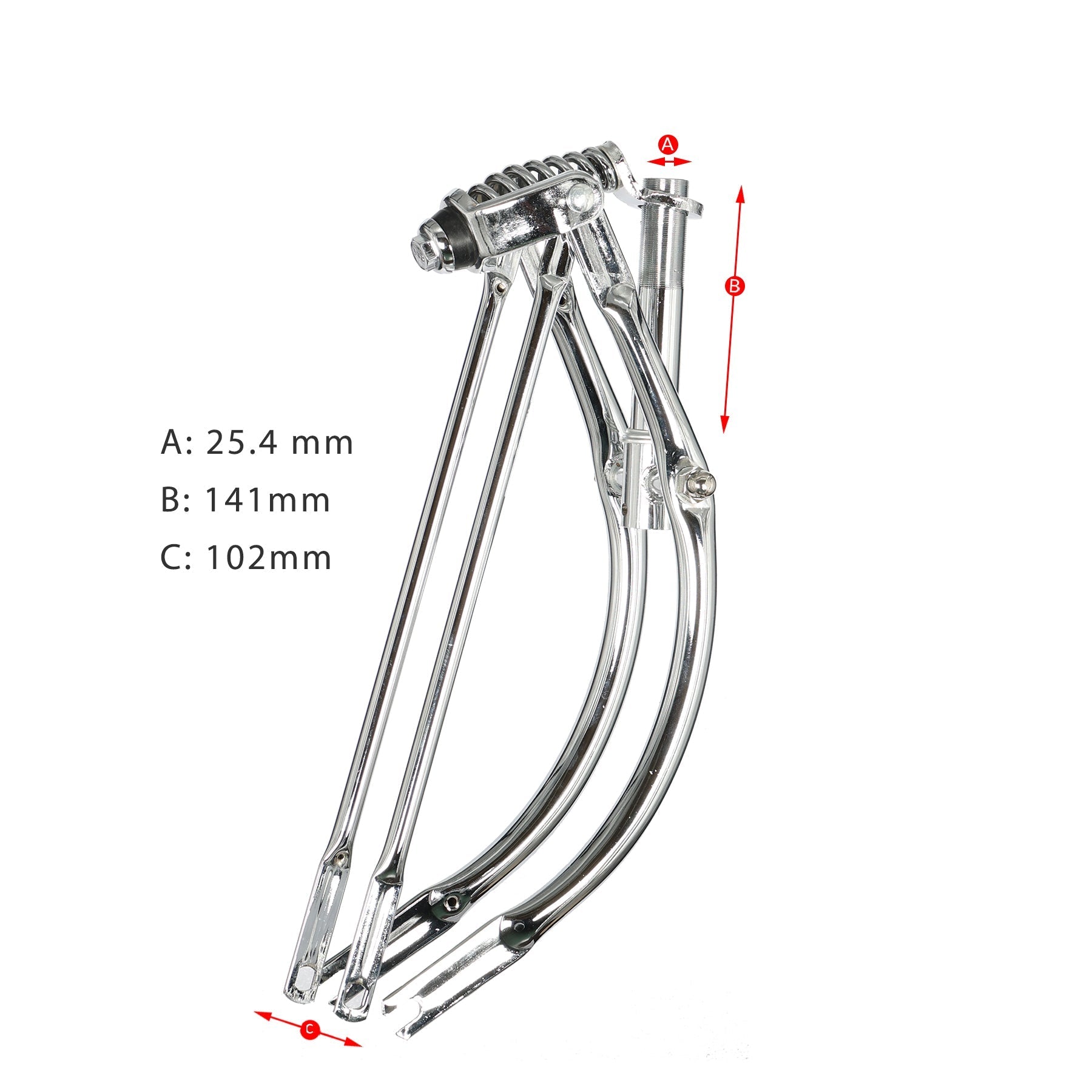 Tracer Bikes | Micargi FK-SP20141102B 20" Lowrider Classic Spring Fork, Medium Bend, Steel, Chrome | Chico USA, Inc.