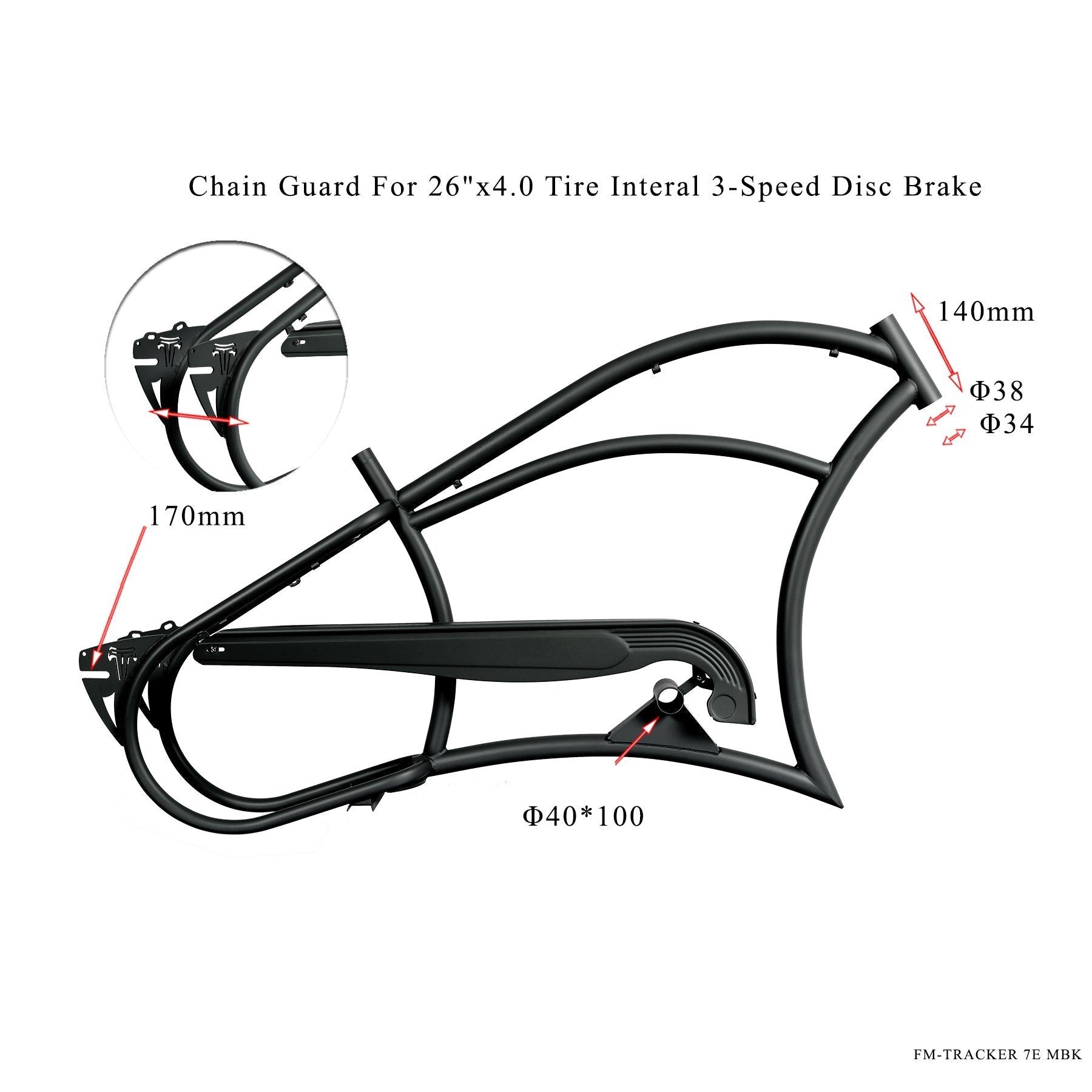 Tracer Bikes | Micargi Harman 3D 26" Stretch Cruiser Steel Bike Frame with Disc Brake and Internal 3-Speed | Chico USA, Inc.