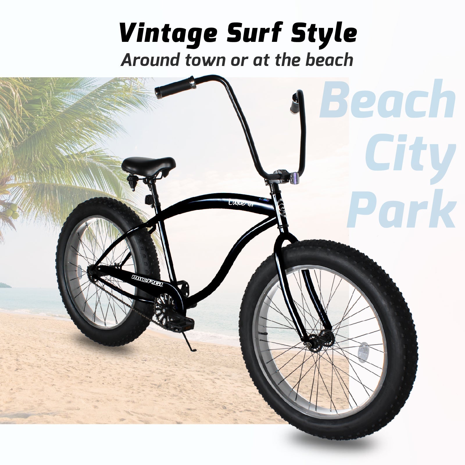 Tracer Bikes | Micargi Luxe GT 26" Beach Cruiser Bike, 7-Speed | Chico USA, Inc.