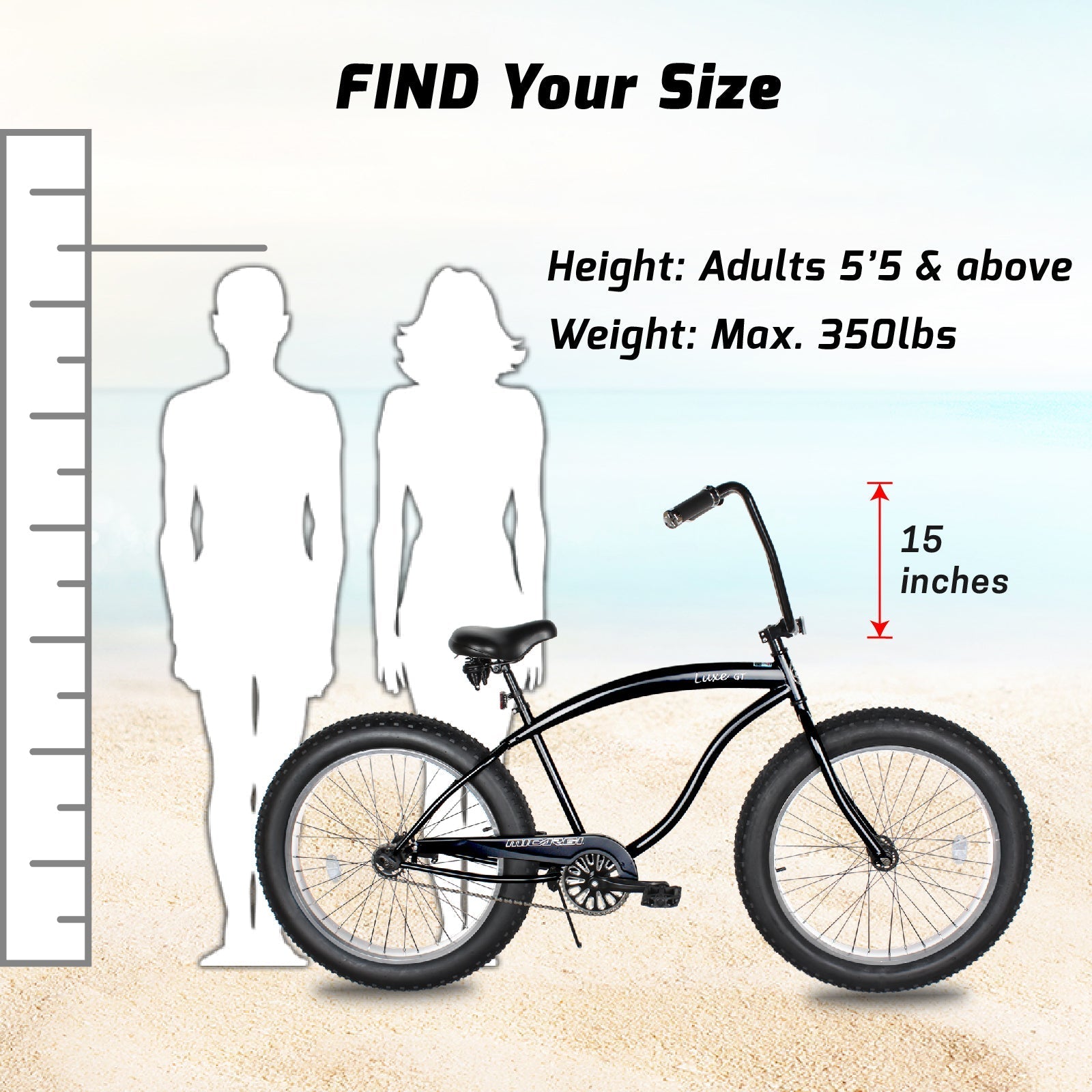 Tracer Bikes | Micargi Luxe GT 26" Beach Cruiser Bike, 7-Speed | Chico USA, Inc.