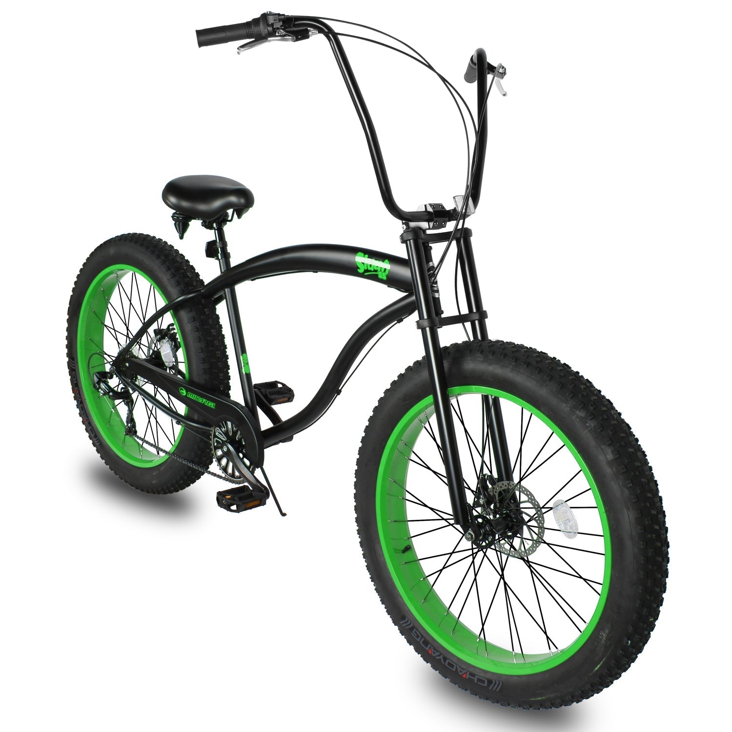 Tracer Bikes | Micargi Slugo SS 26" Beach Cruiser Bike with Shimano 7-Speed Disc Brakes and FAT Tires | Chico USA, Inc.