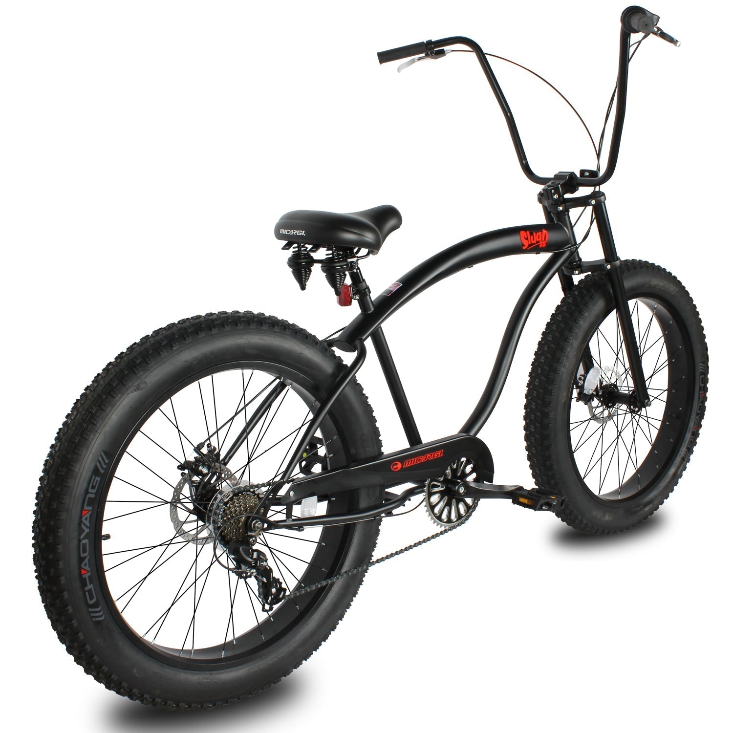 Tracer Bikes | Micargi Slugo SS 26" Beach Cruiser Bike with Shimano 7-Speed Disc Brakes and FAT Tires | Chico USA, Inc.