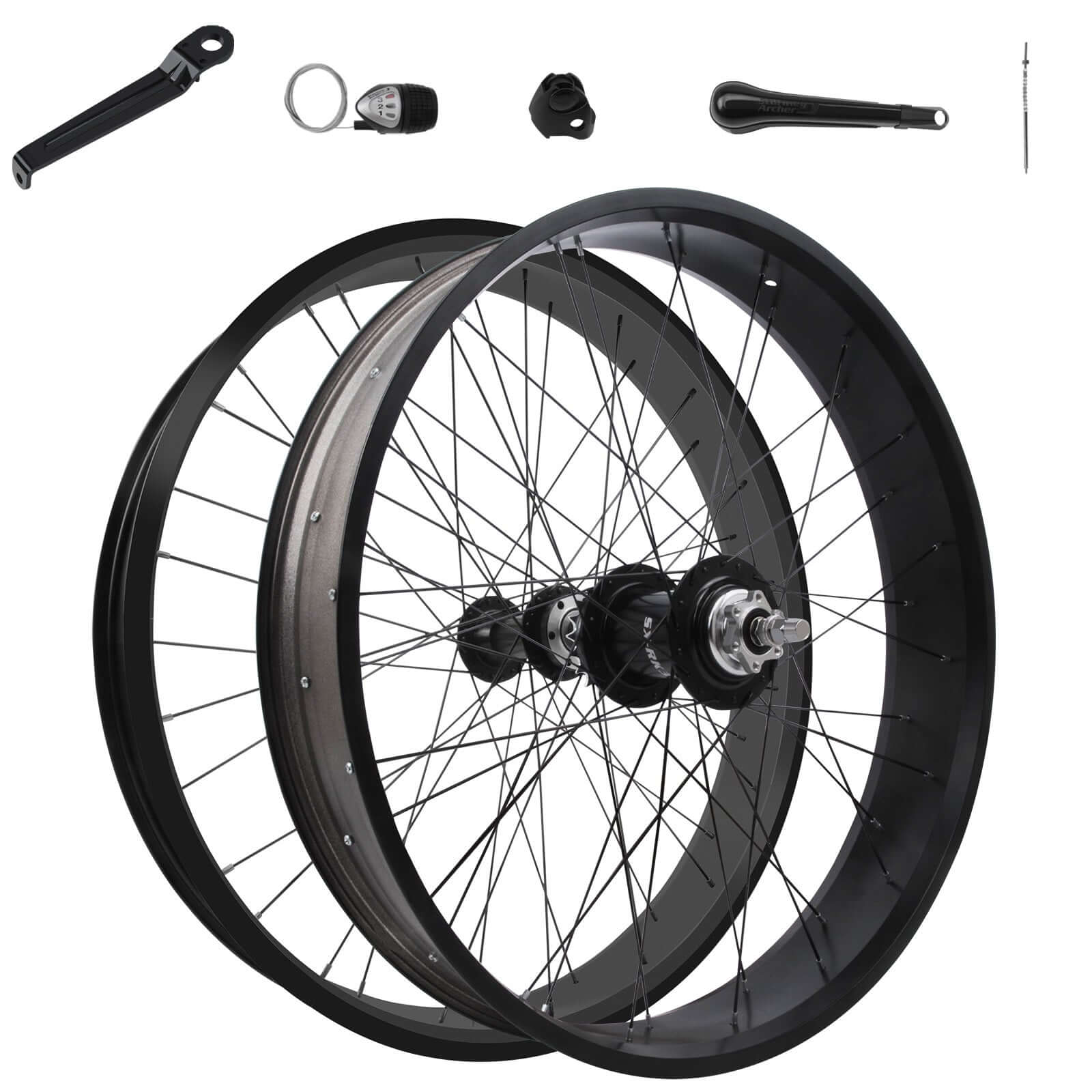 Tracer Bikes | Micargi WH-TR952636RK3 26"x4.0 Alloy Fat Rims Wheel Set, 3-Speed, Disc Brake | Chico USA, Inc.