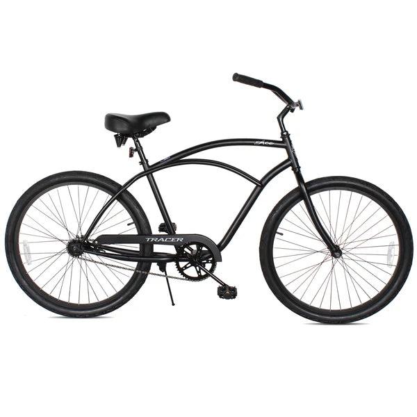 Tracer Bikes | Tracer ACE 26" Beach Cruiser Bike for Men, Single Speed, Hi-ten Steel Frame, Black, 26" Tires | Chico USA, Inc.