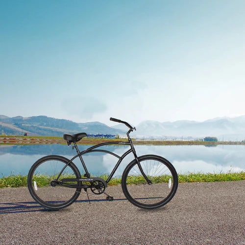Tracer Bikes | Tracer ACE 26" Beach Cruiser Bike for Men, Single Speed, Hi-ten Steel Frame, Black, 26" Tires | Chico USA, Inc.