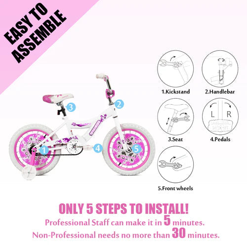 Tracer Bikes | Tracer Avery 16" Kids Bike with Training Wheels, Sturdy Steel Frame, Ages 3-7 | Chico USA, Inc.