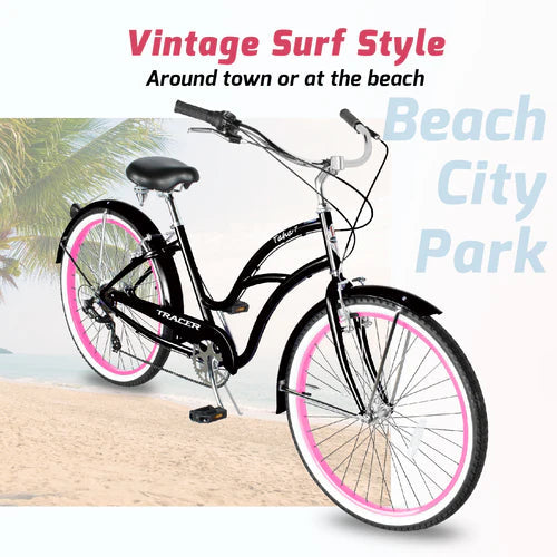 Tracer Bikes | Tracer TAHA 26" Female Beach Cruiser Coaster Brake Bike with Alloy Rims and Fenders 1 Speed | Chico USA, Inc.