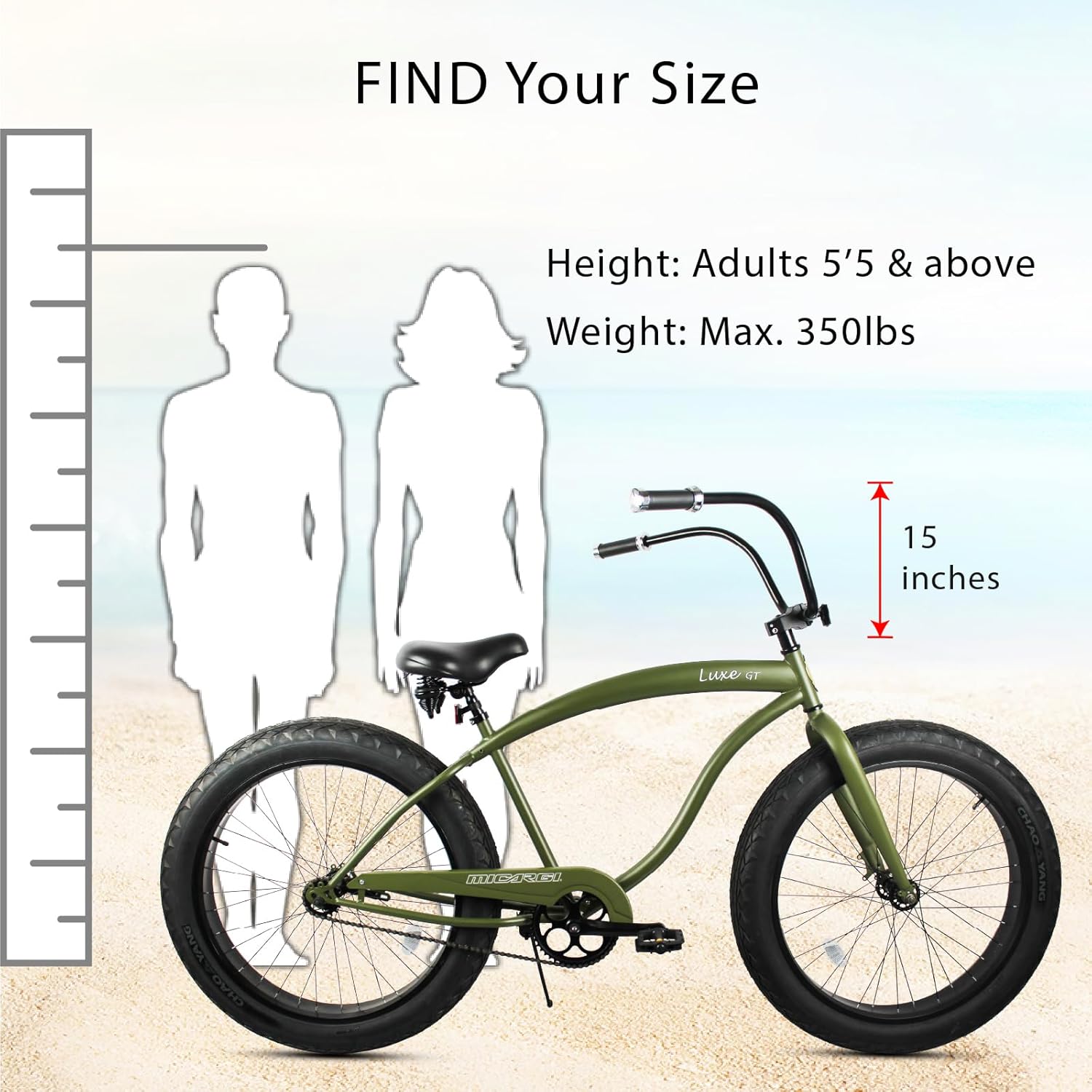 Micargi Luxe GT 26" 7-Speed Comfort Cruiser with Fat Tires - Chico USA, Inc.