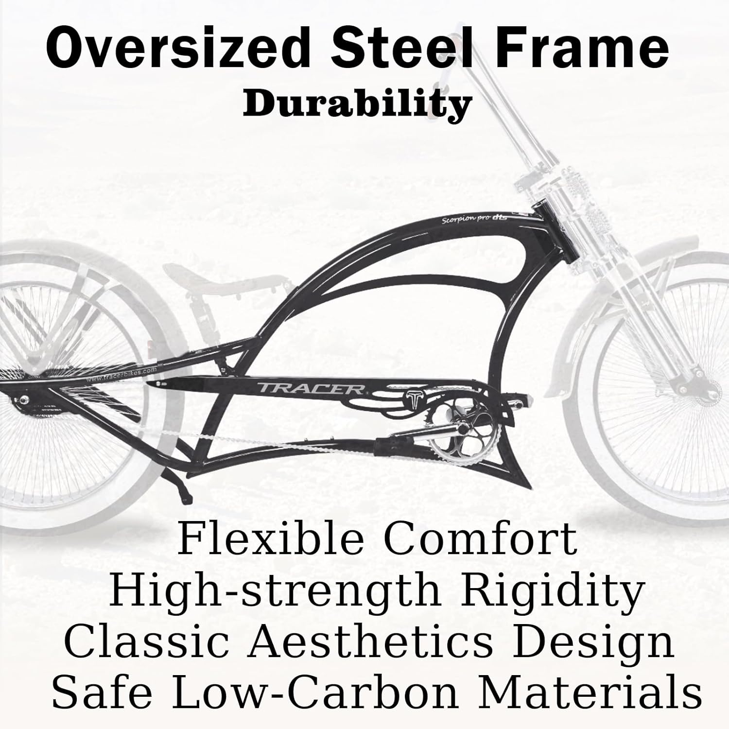 Tracer Scorpion Pro DTS 26" Chopper-Style Stretch Cruiser Bike - Chico USA, Inc.