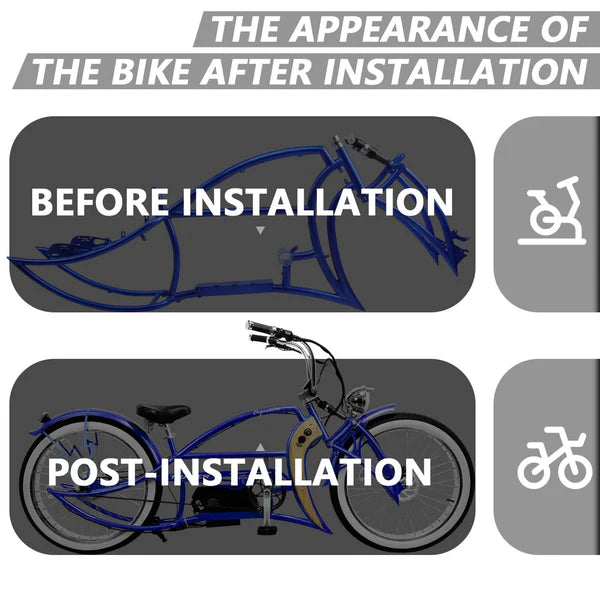 Tracer Bikes | TRACER Signature Pro 26'' Chopper Cruiser Electric Bike Frame, Accepts 26"x 3.0, 4.0 Fat Tires | Chico USA, Inc.