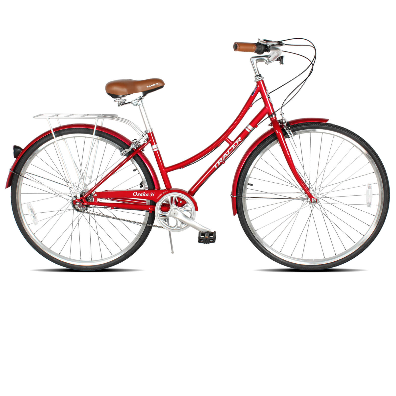 Tracer Osaka 700C Internal 3-Speed Hybrid City Urban Bike for Women with Back Rack