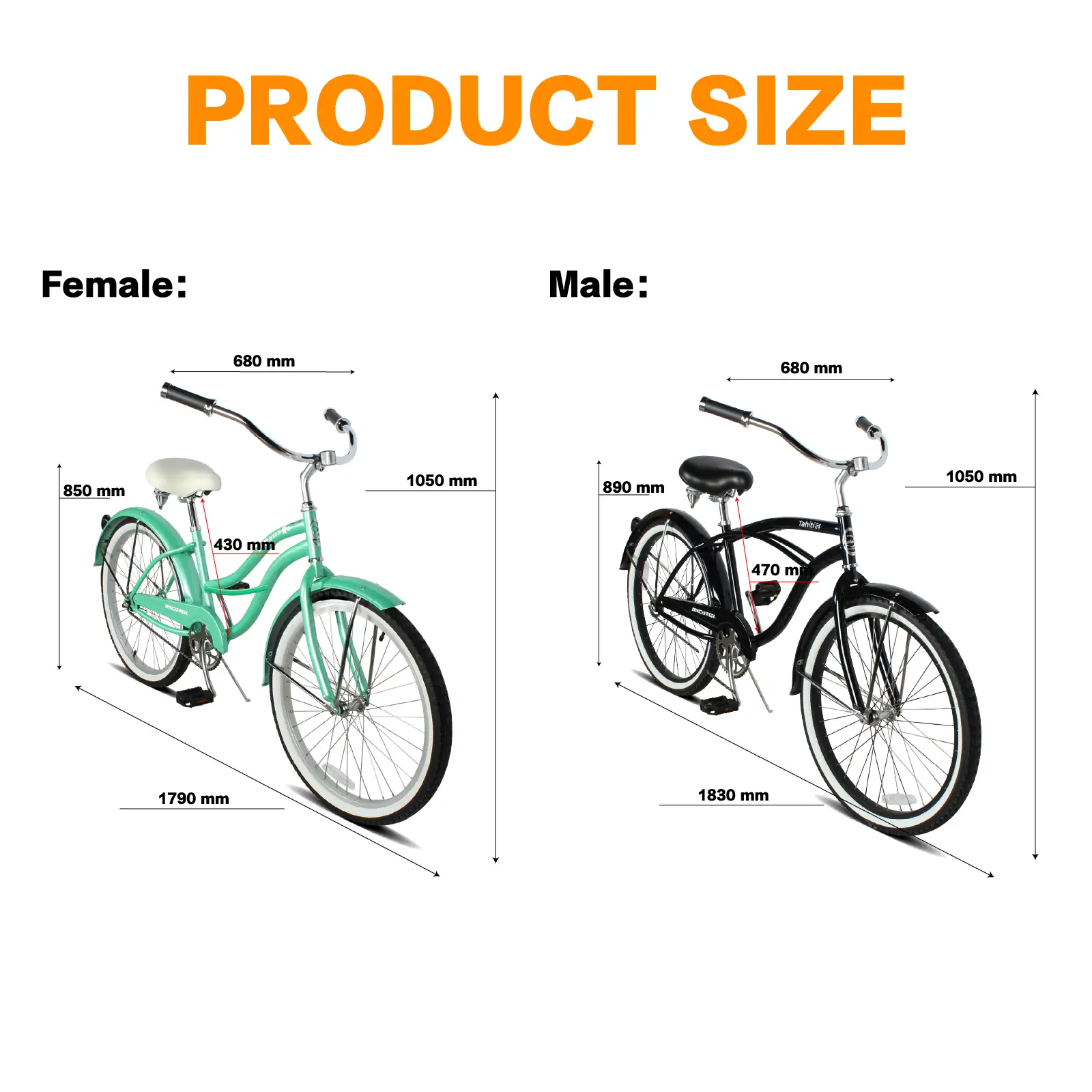 Micargi Tahiti Single Speed 26 Inch Men's Beach Cruiser Bike - Chico USA, Inc.