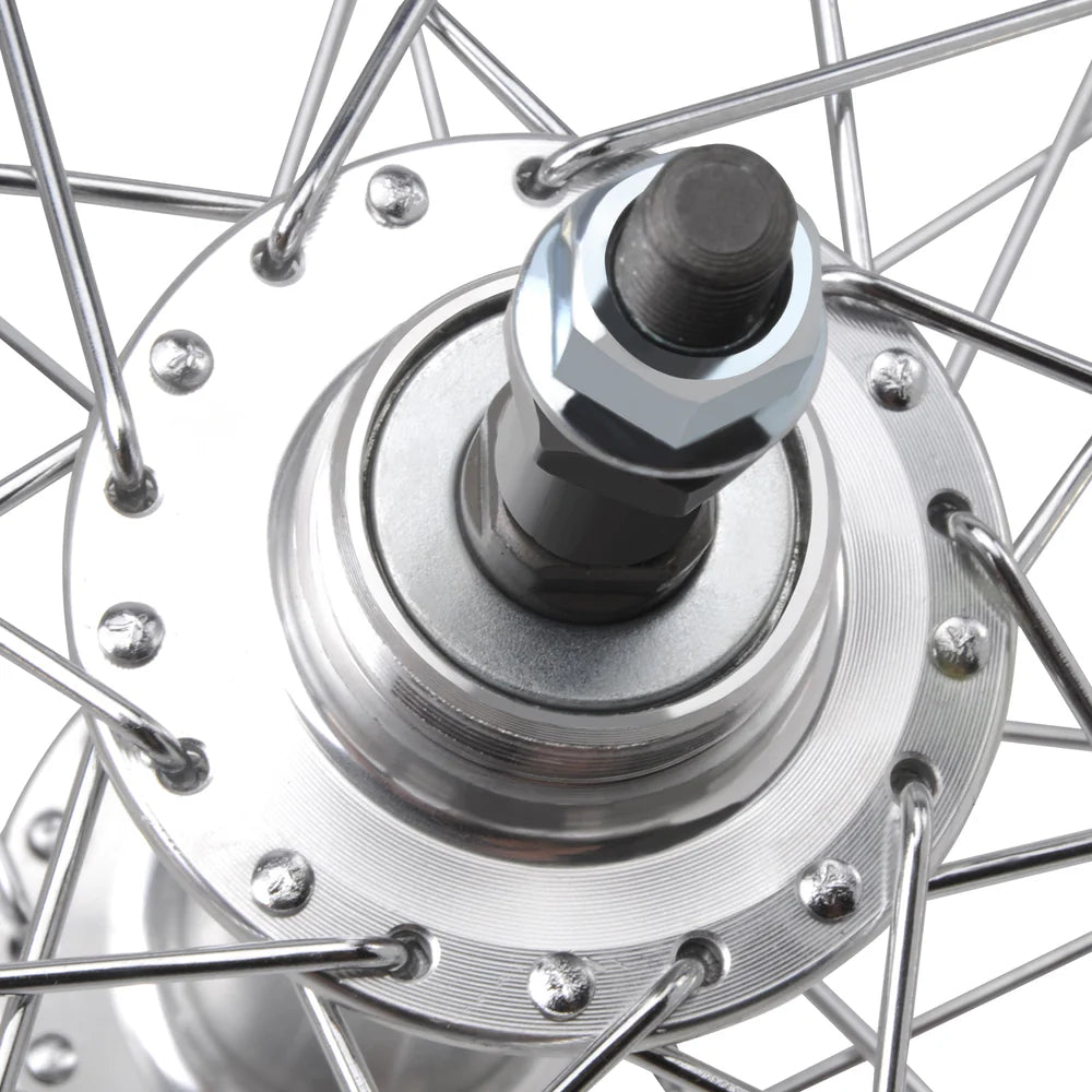 Tracer Bikes | Tracer WH-T952636D7 26" 7-Speed Fat Tire Wheel Set, Disc Brake Compatible, Black and Polished | Chico USA, Inc.