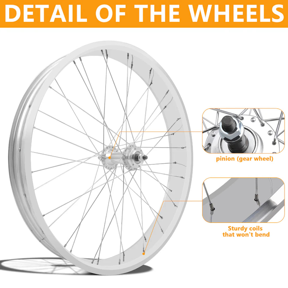 Tracer Bikes | Tracer WH-T952636D7 26" 7-Speed Fat Tire Wheel Set, Disc Brake Compatible, Black and Polished | Chico USA, Inc.