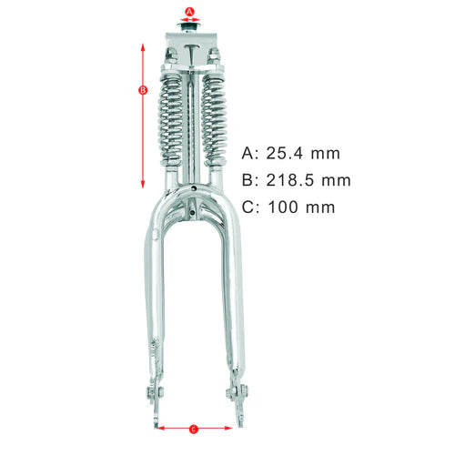 Tracer Bikes | Tracer FK-DS20218100D 20'' Classic Dual Spring Fork for Disc Brake, 3.0 Fat Tires, 25.4mm Steerer | Chico USA, Inc.