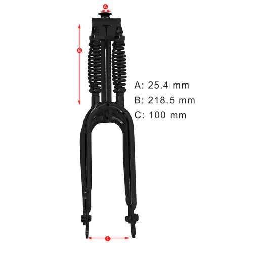 Tracer Bikes | Tracer FK-DS20218100D 20'' Classic Dual Spring Fork for Disc Brake, 3.0 Fat Tires, 25.4mm Steerer | Chico USA, Inc.