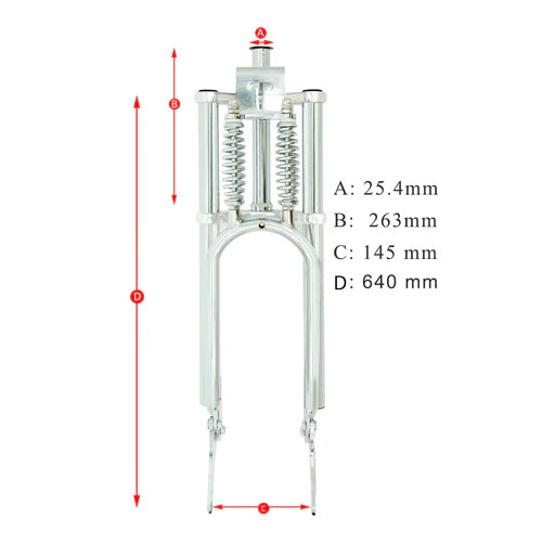 Tracer Bikes | Tracer FK-GT26263145D 26" Classical Triple Tree Dual Springer Fork for Disc Brake, 1" Steerer, Chrome/Black | Chico USA, Inc.
