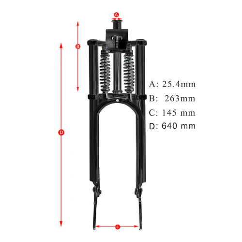 Tracer Bikes | Tracer FK-GT26263145D 26" Classical Triple Tree Dual Springer Fork for Disc Brake, 1" Steerer, Chrome/Black | Chico USA, Inc.