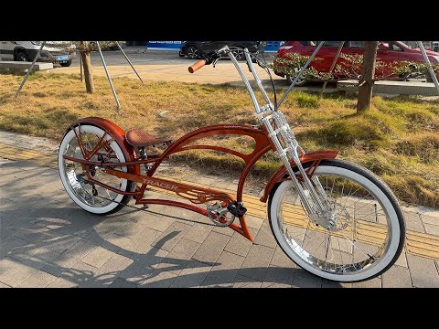 Load video: Scorpion GTS 7 Speed Stretch Chopper Cruiser Bike