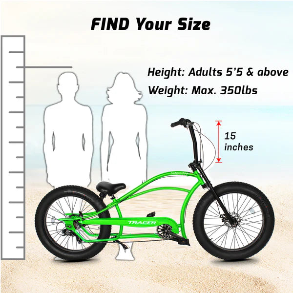 Tracer Bikes | Tracer Siena GT 26'' Chopper Stretch Cruiser Fat Tire Bike with Hi-Rise Handlebars, 1 Speed/7 Speed, Multiple Colors | Chico USA, Inc.