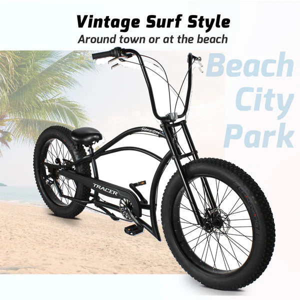 Tracer Bikes | Tracer Siena GT 26'' Chopper Stretch Cruiser Fat Tire Bike with Hi-Rise Handlebars, 1 Speed/7 Speed, Multiple Colors | Chico USA, Inc.