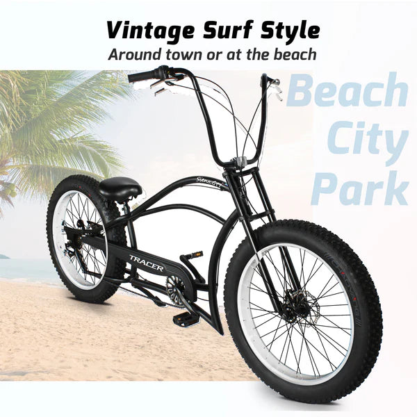 Tracer Siena GT 26'' Chopper Stretch Cruiser Fat Tire Bike with Hi-Rise Handlebars, 1 Speed/7 Speed, Multiple Colors - Chico USA, Inc.