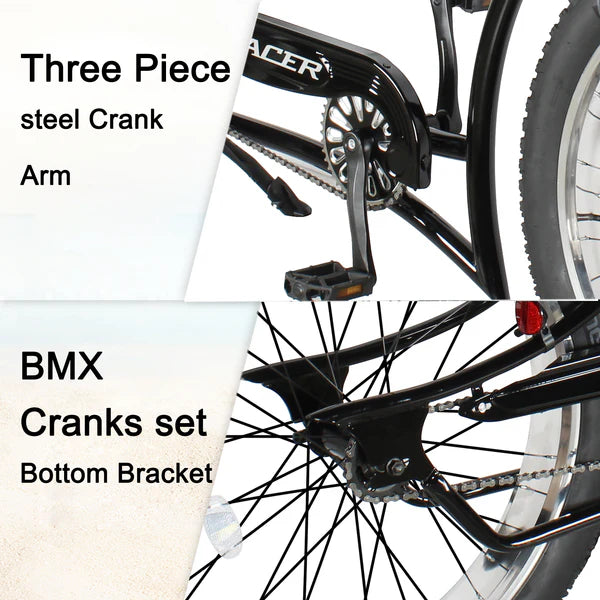 Tracer Siena GT 26'' Chopper Stretch Cruiser Fat Tire Bike with Hi-Rise Handlebars, 1 Speed/7 Speed, Multiple Colors - Chico USA, Inc.