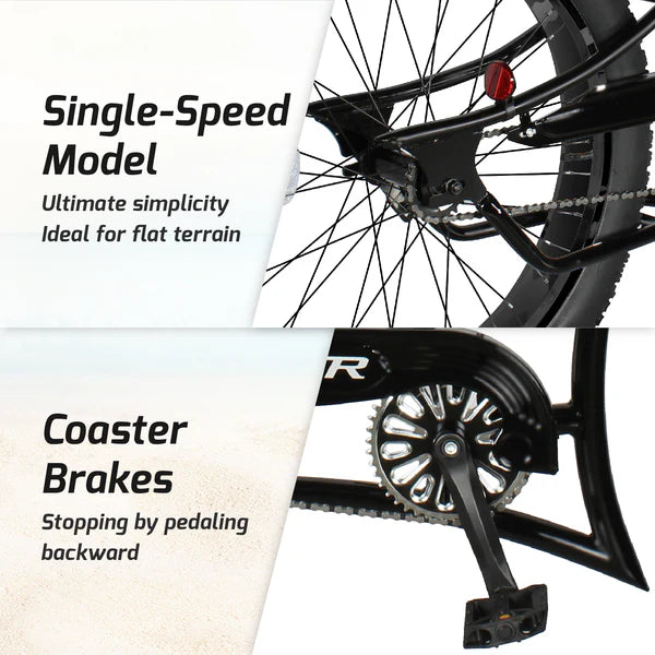 Tracer Siena GT 26'' Chopper Stretch Cruiser Fat Tire Bike with Hi-Rise Handlebars, 1 Speed/7 Speed, Multiple Colors - Chico USA, Inc.