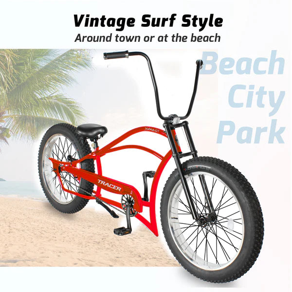 Tracer Siena GT 26'' Chopper Stretch Cruiser Fat Tire Bike with Hi-Rise Handlebars, 1 Speed/7 Speed, Multiple Colors - Chico USA, Inc.