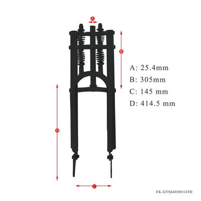 Tracer 1" Threadless Dual Springer Bike Fork Disc Brake for 26-29in 3.0 4.0 Tire - Chico USA, Inc.