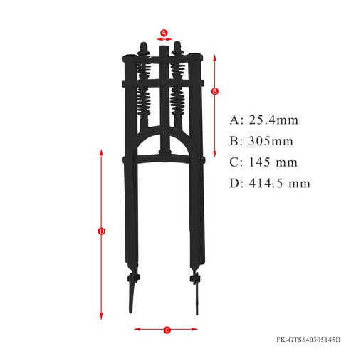 Tracer 1" Threadless Dual Springer Bike Fork Disc Brake for 26-29in 3.0 4.0 Tire - Chico USA, Inc.