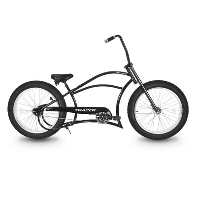 Tracer Bikes | Tracer Harman GT 26" Chopper Cruiser Bike – 26" Fat Tire Stretch Frame, Single Speed, Hi-Ten Steel, Black Matte & Black |  Chico USA, Inc. 