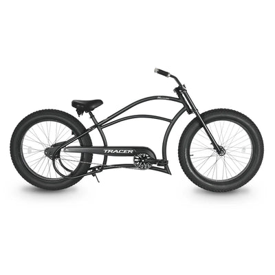 Tracer Bikes | Tracer Harman GT 26" Chopper Cruiser Bike – 26" Fat Tire Stretch Frame, Single Speed, Hi-Ten Steel, Black Matte & Black |  Chico USA, Inc. 