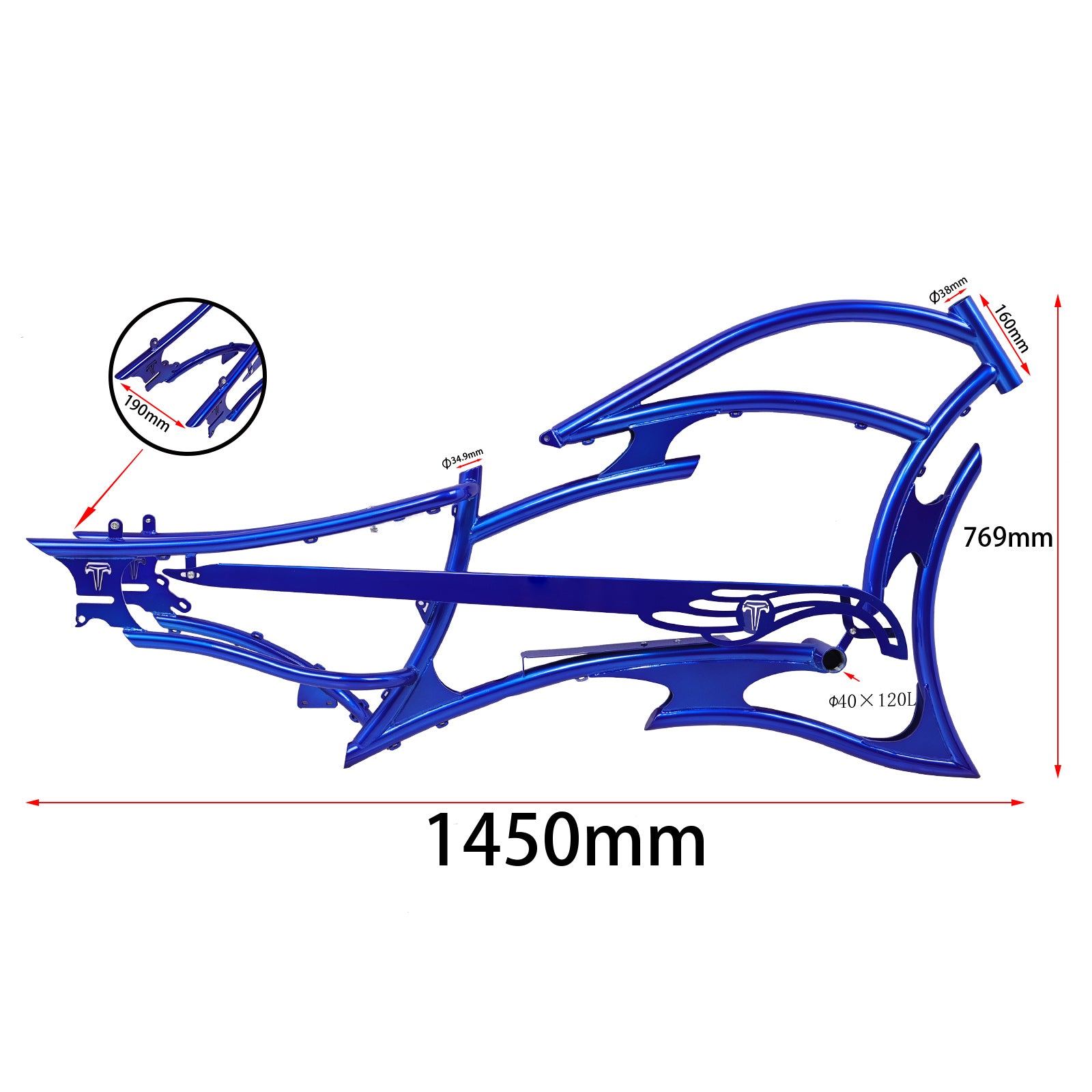 FM-RAPTOR 26" Stretch Chopper for 7-speed 26’"x3.0, 4.0 Ebike Frame - Chico USA, Inc.