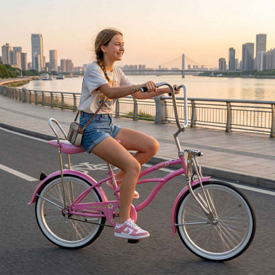 Micargi Hero 20 inch Beach Cruiser Coaster Brake Single Speed with Banana Seat Stainless Steel Spokes One Piece Crank Alloy Rims 36H Color: Baby Blue