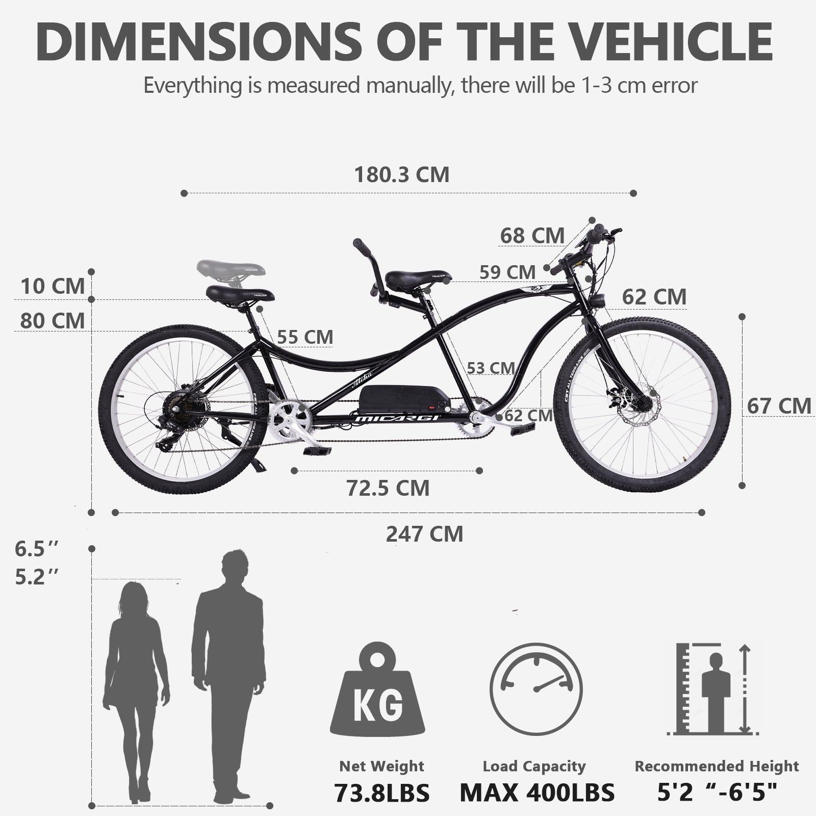 Micargi Aloha 26" Tandem Electric Beach Cruiser Bike – 500W - Chico USA, Inc.