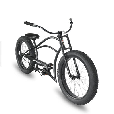 Tracer Bikes | Tracer Harman GT 26" Chopper Cruiser Bike – 26" Fat Tire Stretch Frame, Single Speed, Hi-Ten Steel, Black Matte & Black |  Chico USA, Inc. 