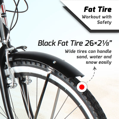 Tracer TAHA 26" Men's Beach Cruiser with Shimano 7-Speed, V-Brake, Alloy Rims - Chico USA, Inc.