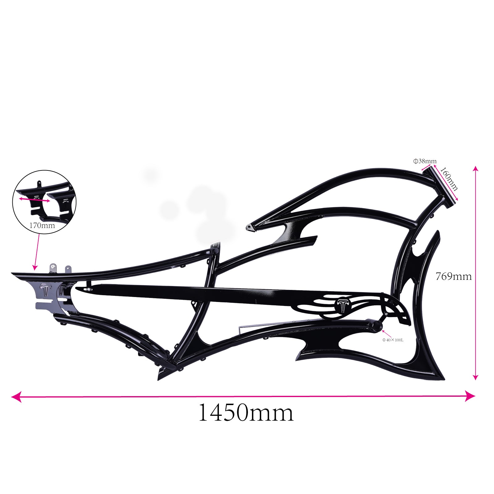 FM-RAPTOR 26" Stretch Chopper for 7-speed 26’"x3.0, 4.0 Ebike Frame - Chico USA, Inc.