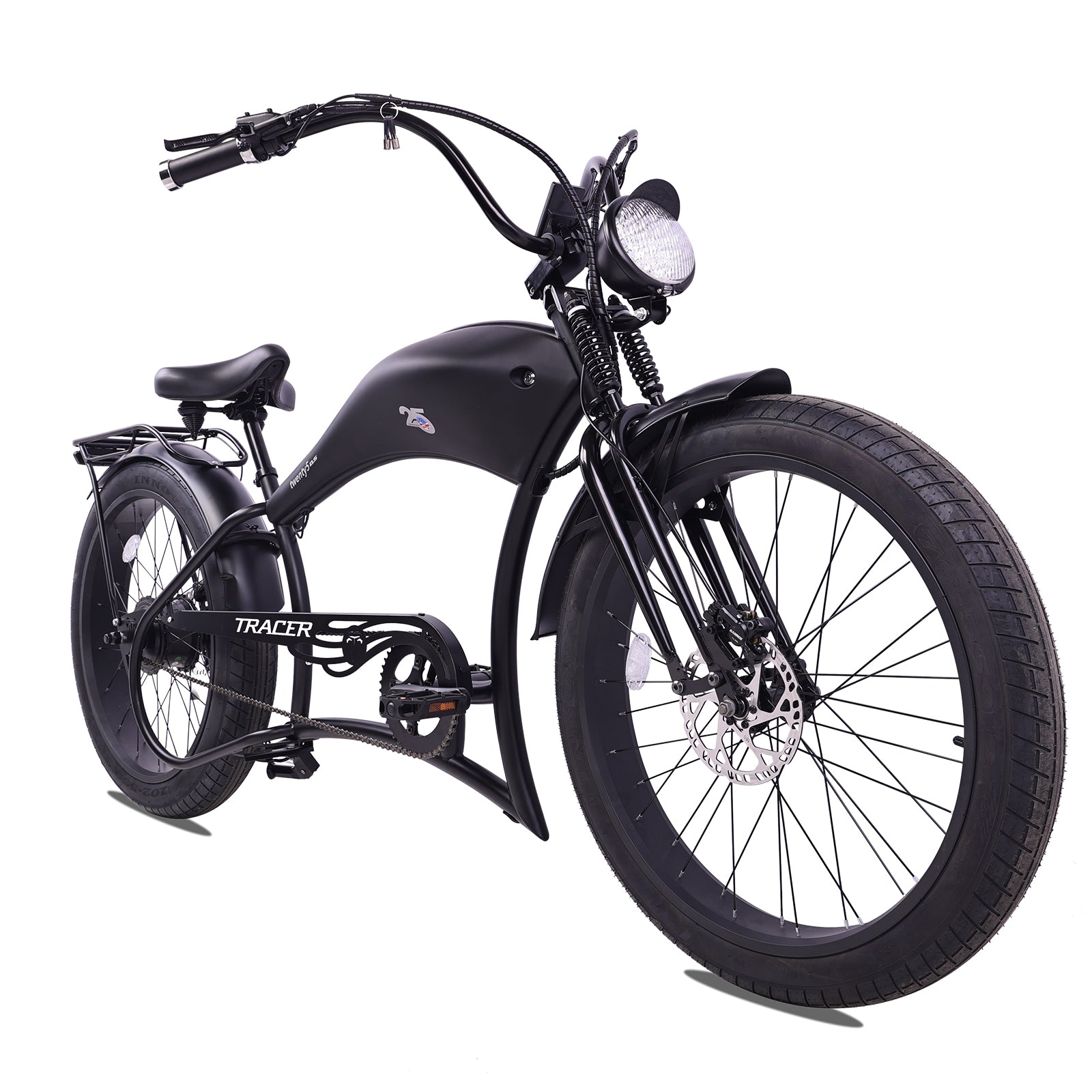 Tracer Twenty5 800W Electric Chopper Bike | Motorcycle Tank Style