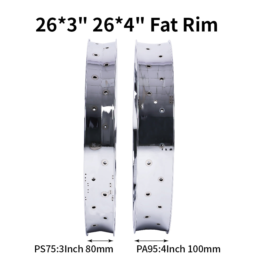 Chico RM-TR95G2636-CP 26"*3" 26"x4"x13Gx36H Mirror Chrome Fat Rims - Chico USA, Inc.
