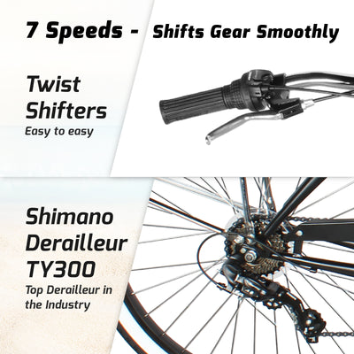 Tracer TAHA 26" Men's Beach Cruiser with Shimano 7-Speed, V-Brake, Alloy Rims - Chico USA, Inc.