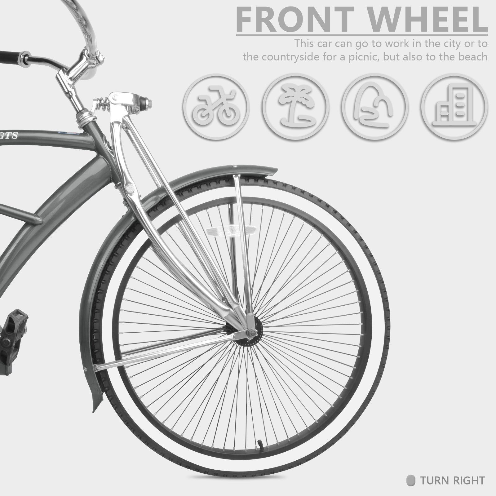 Tracer Bikes | Micargi Mustang GTS Cruiser Bike in Matte Black with Shimano Nexus 3-Speed |  Chico USA, Inc. 
