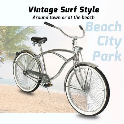 Tracer Bikes | Chrome Tracer Cheetah Vintage Stretch Cruiser Bike with Classic Springer Fork |  Chico USA, Inc. 