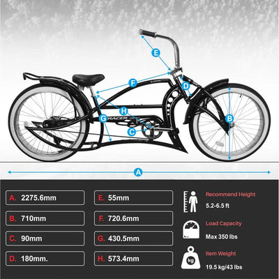 Tracer Bikes | Kraken Pro 26" Stretch Chopper Cruiser Bike Single Speed |  Chico USA, Inc. 
