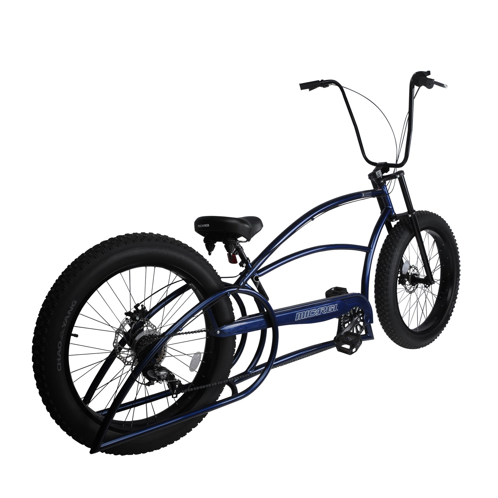 Tracer Bikes | Micargi Bombita XLE 7/GT7 Chopper Cruiser Bike, 26" Stretch Beach Cruiser, 7-Speed |  Chico USA, Inc. 